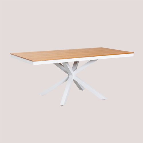 Table De Jardin Rectangulaire En Aluminium Et Bois (180x100 Cm) Archer Blanc Gardenia