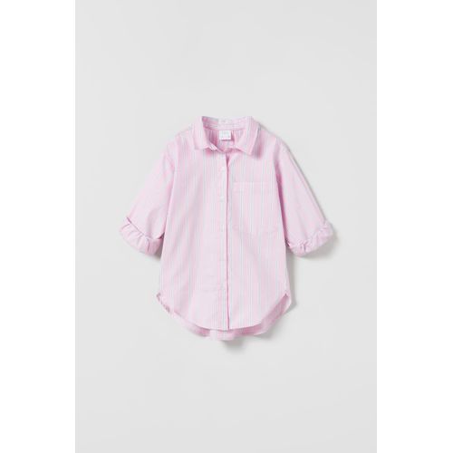 Chemise En Popeline À Rayures Rose (Zara)