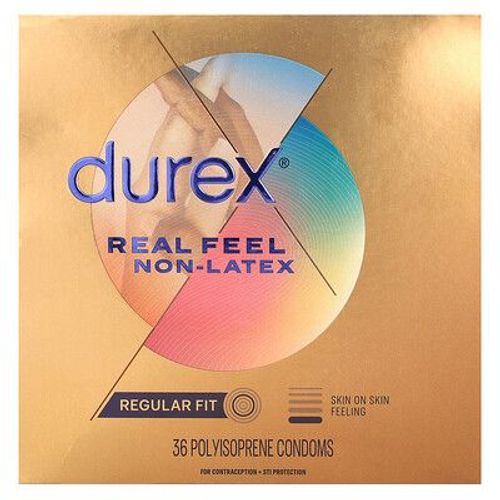 Durex Real Feel, Non-Latex, Normal, 36 Préservatifs En Polyisoprène