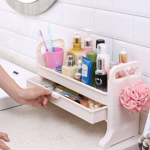 Boîte de rangement à grande capacité, boîtier, caisson, tiroirs pour organiser le maquillage, étagère pour les soins de beauté et objets divers, à poser sur la coiffeuse, ou sur un bureau à emploi domestique