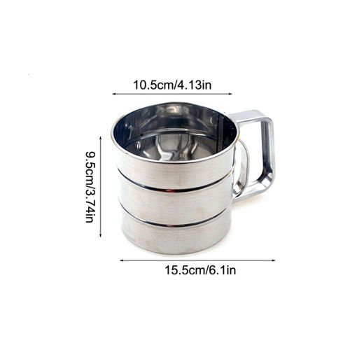 Tamis À Mailles Or/Argent En Acier Inoxydable, Outil De Cuisson De Farine En Poudre, Sucre Glace, Tamis À Mailles, Tamis À Manivelle Avec Échelle De Mesure