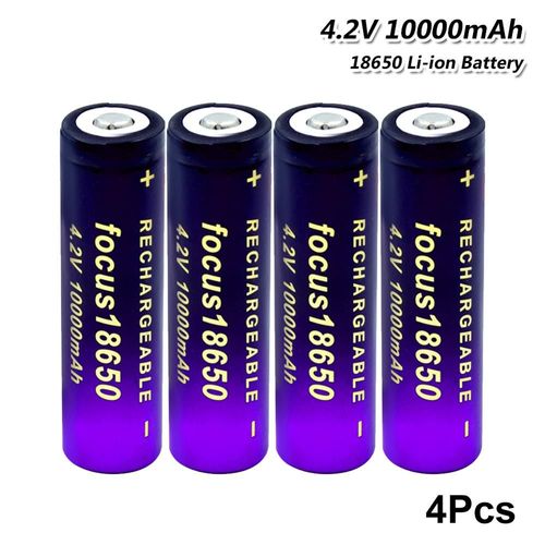 Lot De 4 Batteries Lithium Ion 18650, 4.2v, 10000mah, Haute Capacité, Rechargeables, Cellules De Remplacement Pour Voiture, Jouets, Lampe De Poche Led