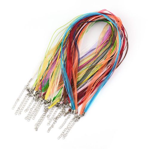 20pcs 45cm Maxi Necklace Collares Collier Diy Chains Pendant Charms Findings Ribbon Lobster Clasp String Cord Jewelry Making