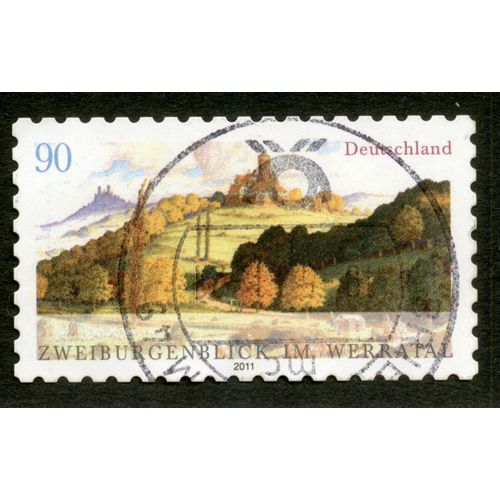 Timbre Oblitéré Deutschland, Zweiburgenblick Im Werratal, 2011, 90