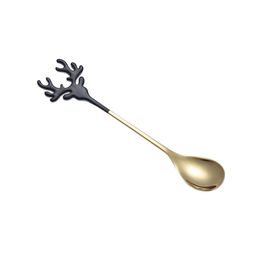 Cuillère À Mélanger Le Café En Acier Inoxydable, Cuillère À Glace Elk De Dessin Animé Cuillère À Dessert Cuillère À Long Manche Cuillère À Thé Accessoires De Cuisine