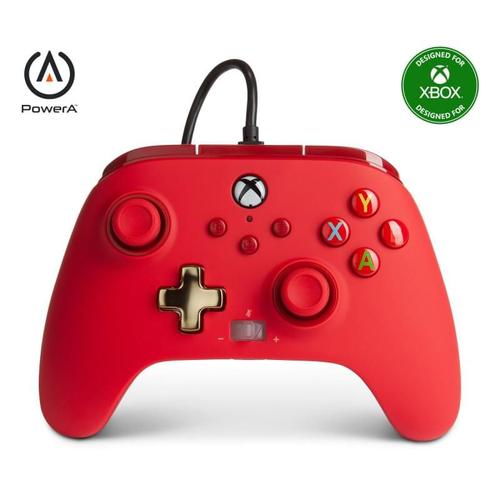 Manette Powera Enhanced Wired Controller Filaire Rouge Bensussen Deutsch & Associates Pour Microsoft Xbox One, Microsoft Xbox Series S, Microsoft Xbox Series X