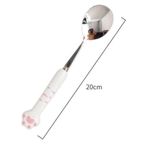 Cuillères À Café À Griffes De Chat, Cuillère À Thé, À Boisson, Fourchette À Fruits En Acier Inoxydable, Cuillère À Dessert, Poignée En Céramique, Ustensiles De Table, Outils De Cuisine