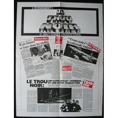 Le Trou Noir - Film Science-Fiction 1979 The Black Hole * Gary Nelson - Affiche De Cin?ma Originale 60x80 Cm Advance Movie Poster * Walt Disney ; Maximilian Schell *