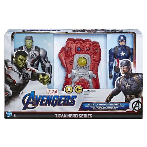 Avengers Movie Marvel Avengers: Endgame Gant Électronique Et Figurines 30 Cm Hulk Et Captain America