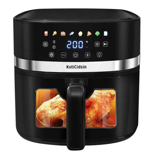 KotiCidsin Friteuse à air sans huile 8.5 L, Air Fryer 2000 W avec Fenêtre Transparente et Éclairage Intégré, Écran Tactile LED