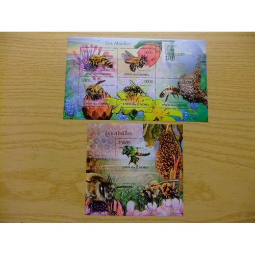 56 Comores 2011 / Fauna Abejas Abeilles / Yvert 2215 / 19 + Bloc 311 ** Mnh
