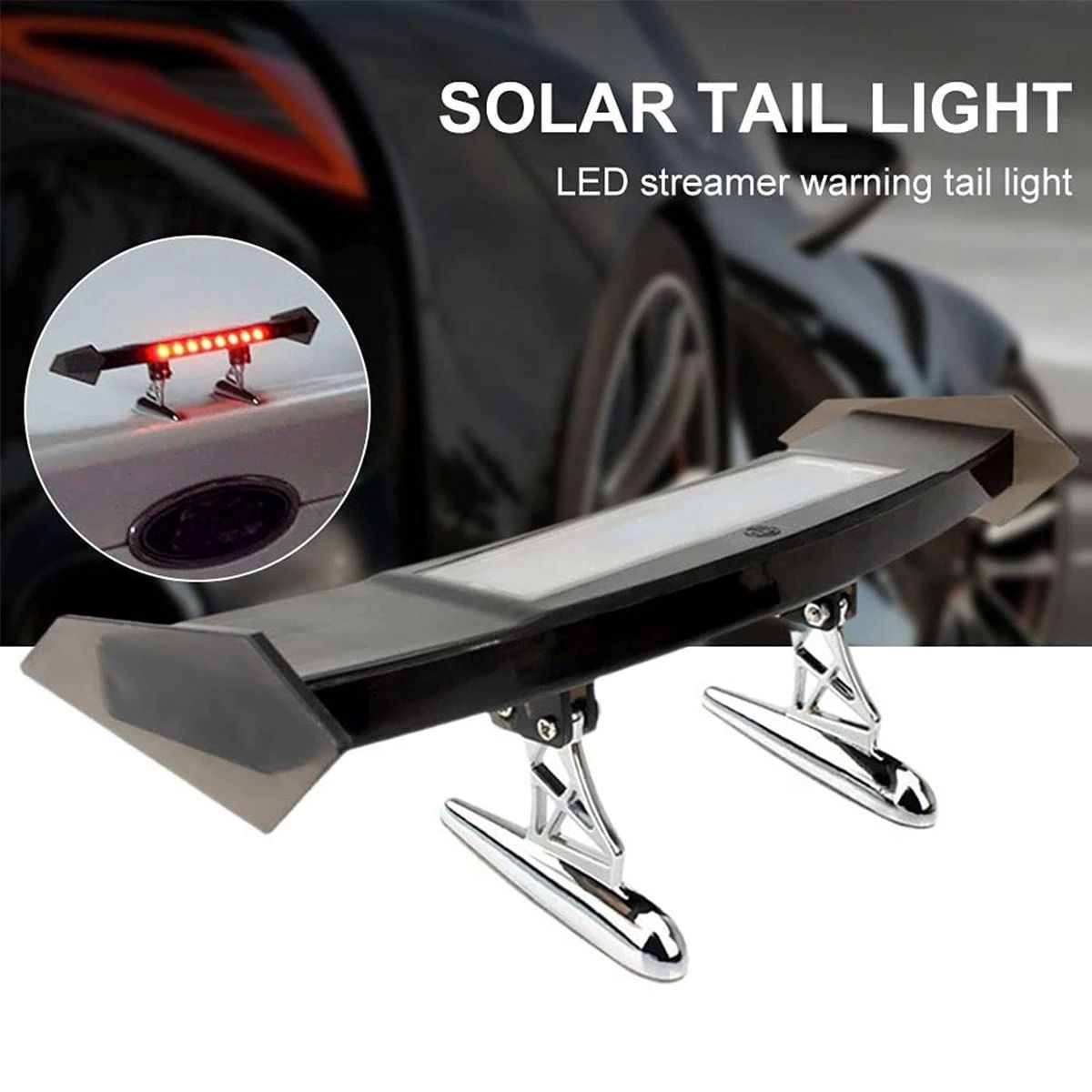 Mini Petite Voiture Solaire Led Aileron Arrire Aile Gt Styl... - 4