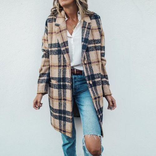 manteau à carreaux femme