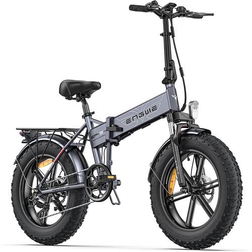 Velo Electrique Pliable Engwe Ep-2 Pro - Autonomie 120km - 42km/H - Moteur 250w - Pneus Tout-Terrain 20 Pouces - Avec Amortisseur Avant - Shimano 7 Vitesses - Batterie 48v13ah - Vtc Fat Bike - Gris