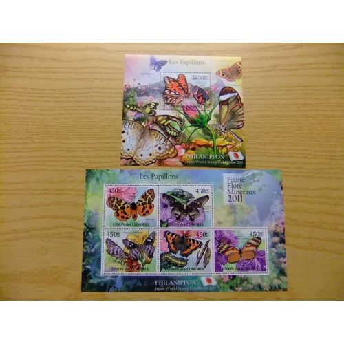 56 Comores 2011 / Fauna Mariposas Papillons / Yvert 2140 / 44 + Bloc 296 ** Mnh