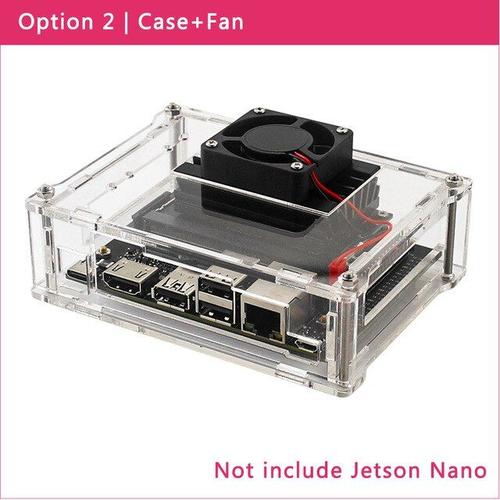 Option 2 Nvidia Jetson Nano 2GB Kit de développement boîtier acrylique coque transparente Support ventilateur de refroidissement pour Jetson Nano 2GB carte