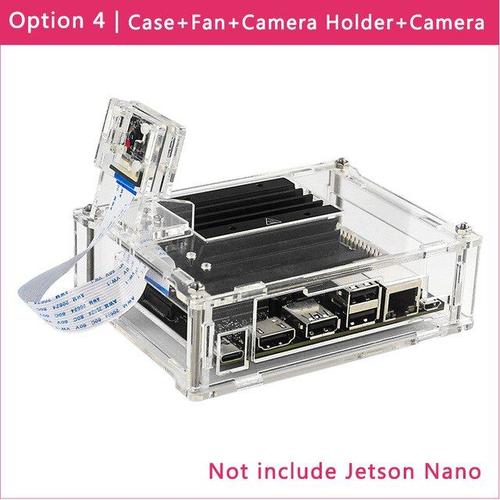 Option 4 Nvidia Jetson Nano 2GB Kit de développement boîtier acrylique coque transparente Support ventilateur de refroidissement pour Jetson Nano 2GB carte