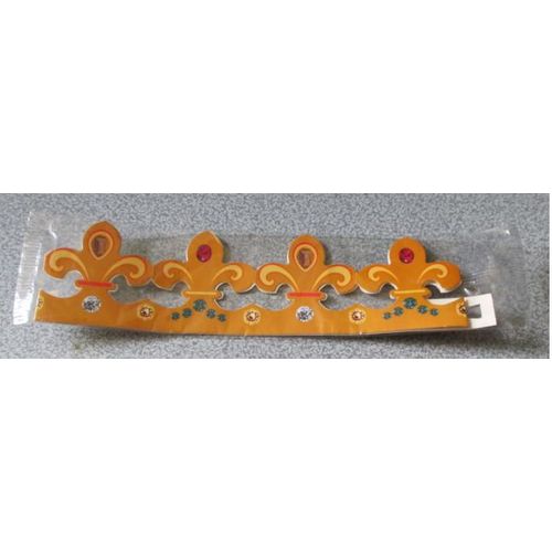 Couronne De Galette Des Rois En Carton-Formée De Fleurs De Lys Marron Clair Décorée De Petits Motifs De Couleur-Sous Cellophane