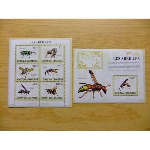 56 Comores 2009 / Fauna Abejas Abeilles / Yvert 1531 / 36 + Bloc 170 ** Mnh