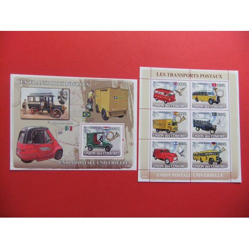 56 Comores 2008 / Les Transports Posteaux ( Transportes Postales) / Yvert 1267 /72 + Bloc 126 Mnh