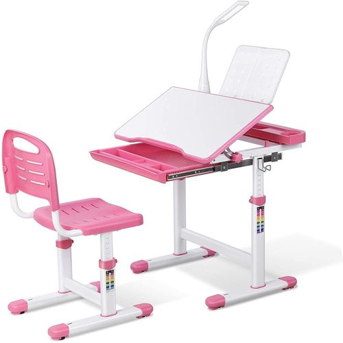 Bureau Pour Enfant,Ensemble Bureau Et Chaise Pour Enfants,Réglables En Hauteur,Rose