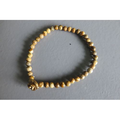 Bracelet + Mixte Perles Beiges Avec Rose/31