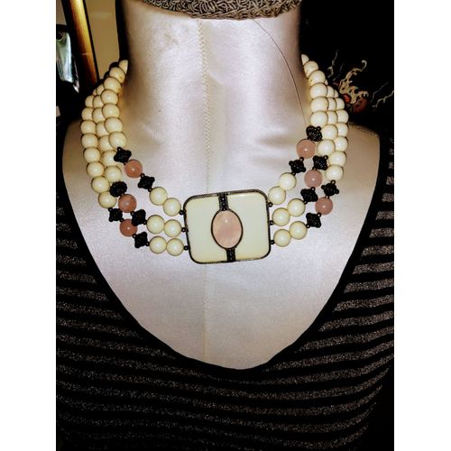 Collier Vintage Trois Rangs En Lucite Carol Dauplaise