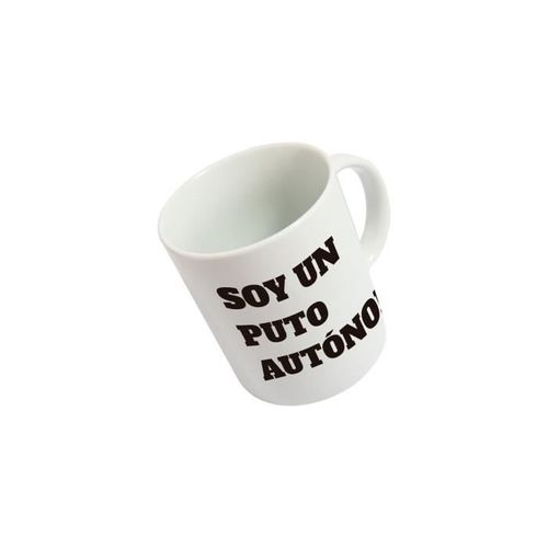 Tasse Blanche Originale. Tasse Amusante "P*To Autónomo". Capacité : 320 Millilitres. Matériau: Porcelaine. - Fisura