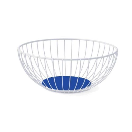 Corbeille De Fruits Blanche Et Bleue. Coupe À Fruits Décorative En Métal Pour La Cuisine. Dimensions : 25,5 X 10 Cm - Fisura