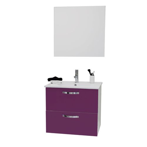 Façades de tiroir MIXY - lot de 2 - 60cm - Aubergine - Laqué - Livré en kit