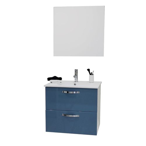 Façades de tiroir MIXY - lot de 2 - 80cm - Bleu - Laqué - Livré en kit