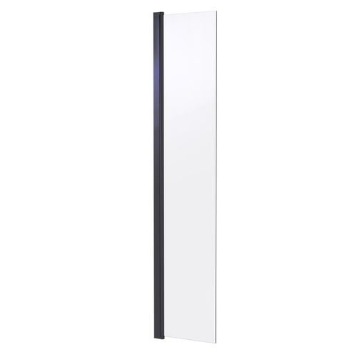 Déflecteur 40cm - A fixer sur parois 8mm - Verre trempé - Transparent - Noir mat