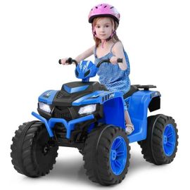 Costway Quad Électrique 24v Pour Enfants, Avec Led, Musique, Radio, Démarrage En Douceur, Pour Différents Terrains, 3 À 8 Ans, Bleu