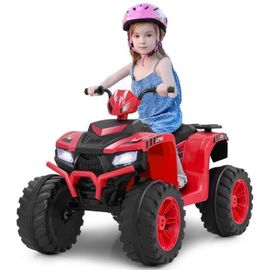 Costway Quad Électrique 24v Pour Enfants, Avec Led, Musique, Radio, Démarrage En Douceur, Pour Différents Terrains, 3 À 8 Ans, Rouge
