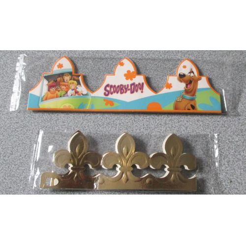 Couronne De Galette Des Rois Scooby-Doo + Couronne Des Rois Dorée Classique - En Duo Pour Un Roi Et Une Reine- Sous Cellophane