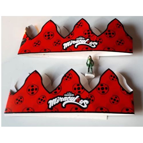 Deux Couronnes De Galette Des Rois Miraculous Intermarché 2024 Rouges Et Noires En Duo Pour Un Roi Et Une Reine + Fève Carapace