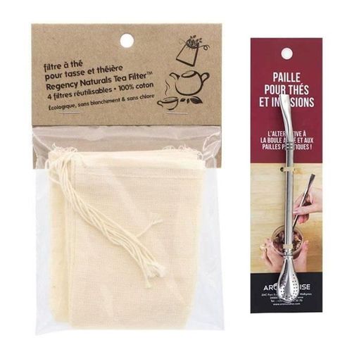4 Filtres À Thé Réutilisables + Paille Inox Avec Filtre