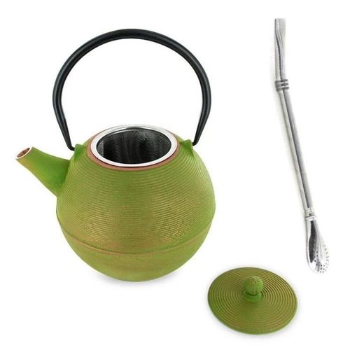 Théière En Fonte Ming + Paille Inox Avec Filtre