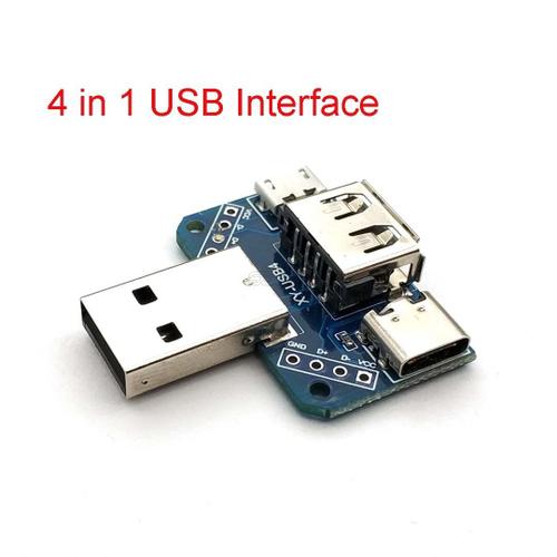 4 en 1 USB vers Micro vers type-c 4P 2.54mm connecteur adaptateur plaque mâle vers femelle connecteur USB