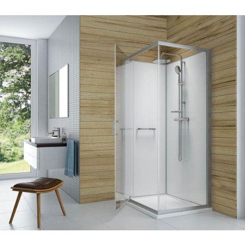 Cabine de douche 90 x 90 cm à porte pivotante - accès face - Kara Minéral 2 LEDA