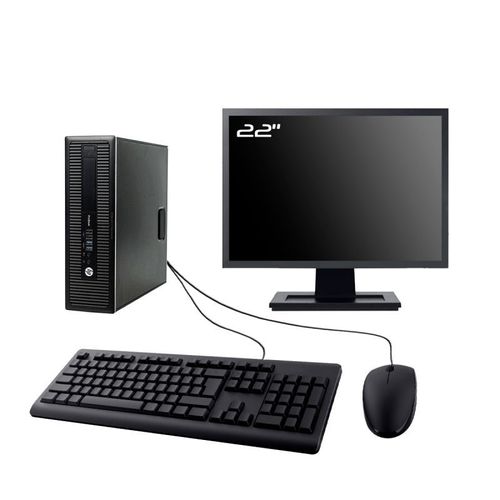 PC HP ProDesk 600 G2 SFF Ecran 22" Intel I3-6100 RAM 16Go SSD 960Go W11 Wifi