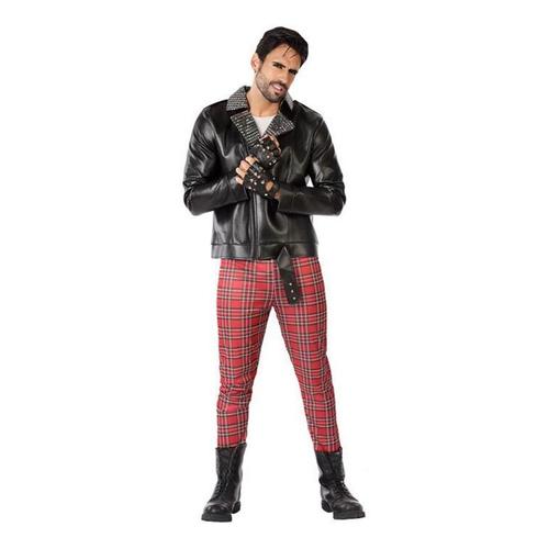 Punk Costume Rouge Et Noir Hommes (Taille M/L)