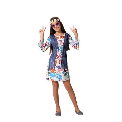 Costume Hippie Robe Filles Impression D'?Tiquettes (Taille 7-9a)