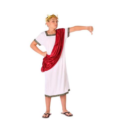 Blanc Costume Romain Pour Enfant Caped (Taille 10-12a)