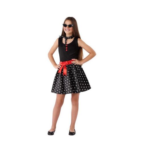 Costume 60s De Filles Noir (Taille 7-9a)