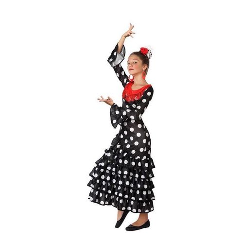 Costume Noir Flamenco Pour Les Filles (Taille 7-9a)