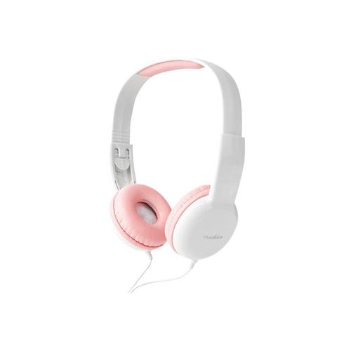 Nedis HPWD4200PK - Écouteurs - sur-oreille - filaire - jack 3,5mm - blanc, rose