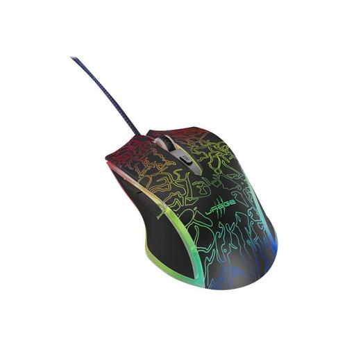 Hama uRage Reaper 220 Illuminated - Souris - ergonomique - pour droitiers - optique - 6 boutons - filaire - USB - noir