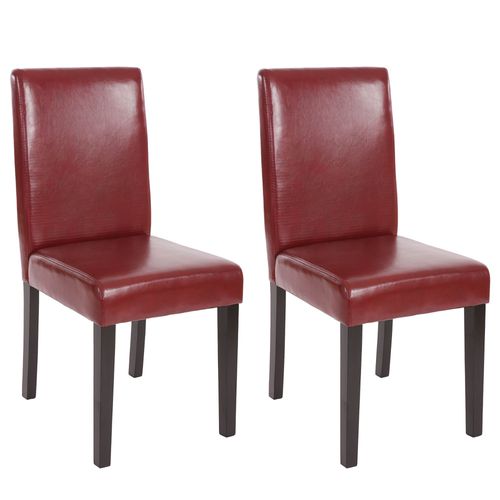 Lot De 2 Chaises De Séjour Littau   Simili-Cuir, Brun Rouge, Pieds Foncés