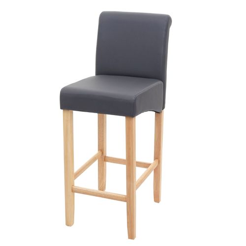 Tabouret De Bar Hwc-C33, Tabouret De Comptoir, Bois   Gris Mat, Pieds Clair, Similicuir